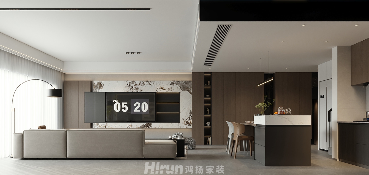 建發玖洲觀瀾170㎡新裝飾主義四居室 裝修案例效果圖-1