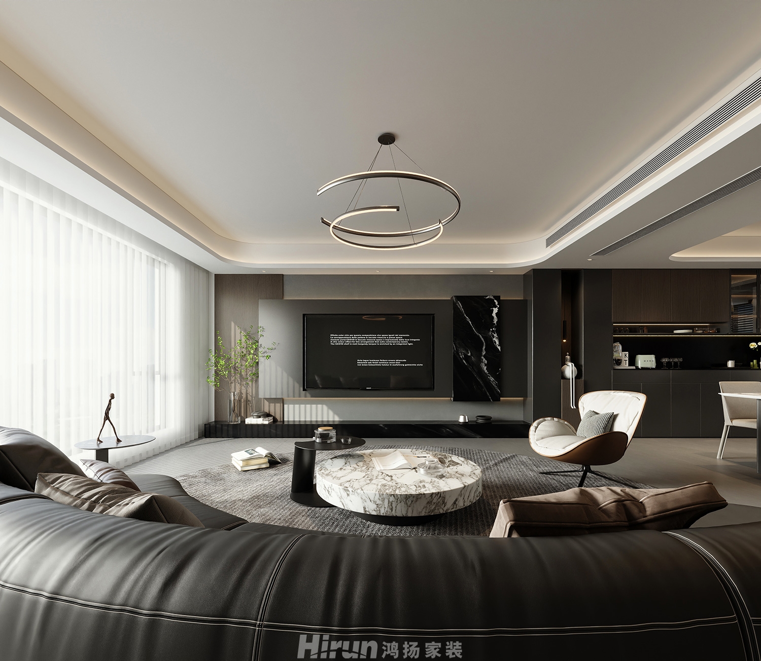 建發(fā)玖洲觀瀾145㎡新裝飾主義四居室 裝修案例效果圖-1