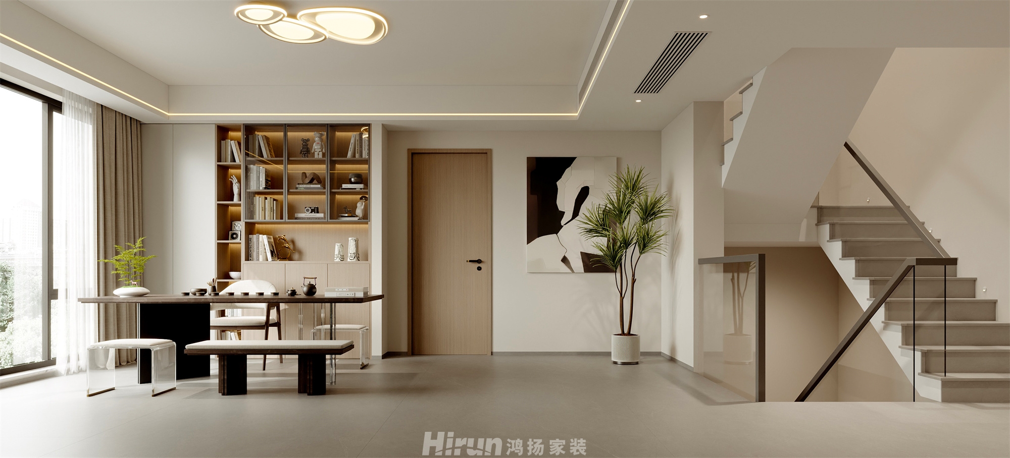 御邦400㎡雅致現(xiàn)代別墅 裝修案例效果圖-2