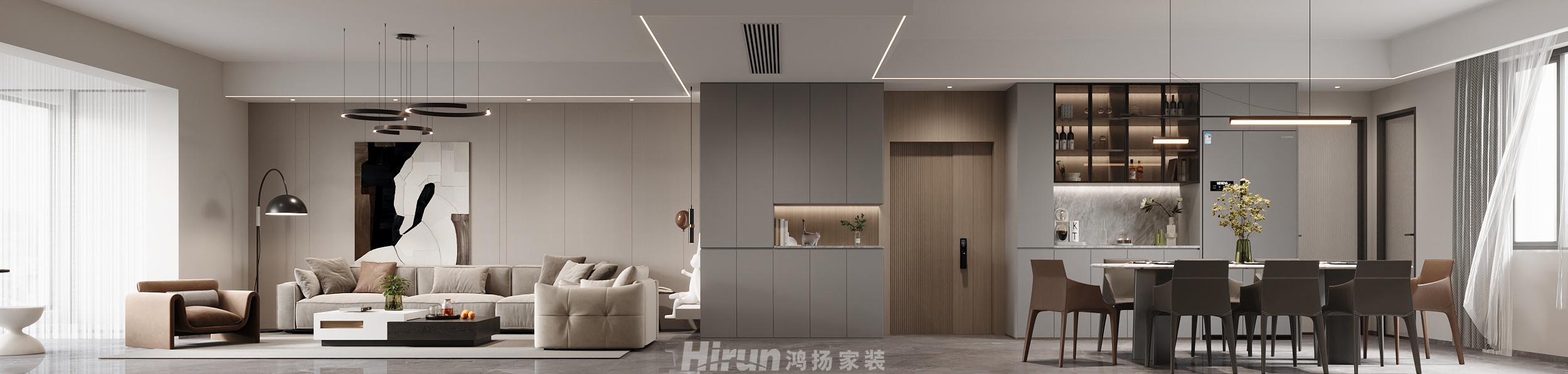 潤沁園（舊房改造）180㎡雅致現(xiàn)代四居室 裝修案例效果圖-1