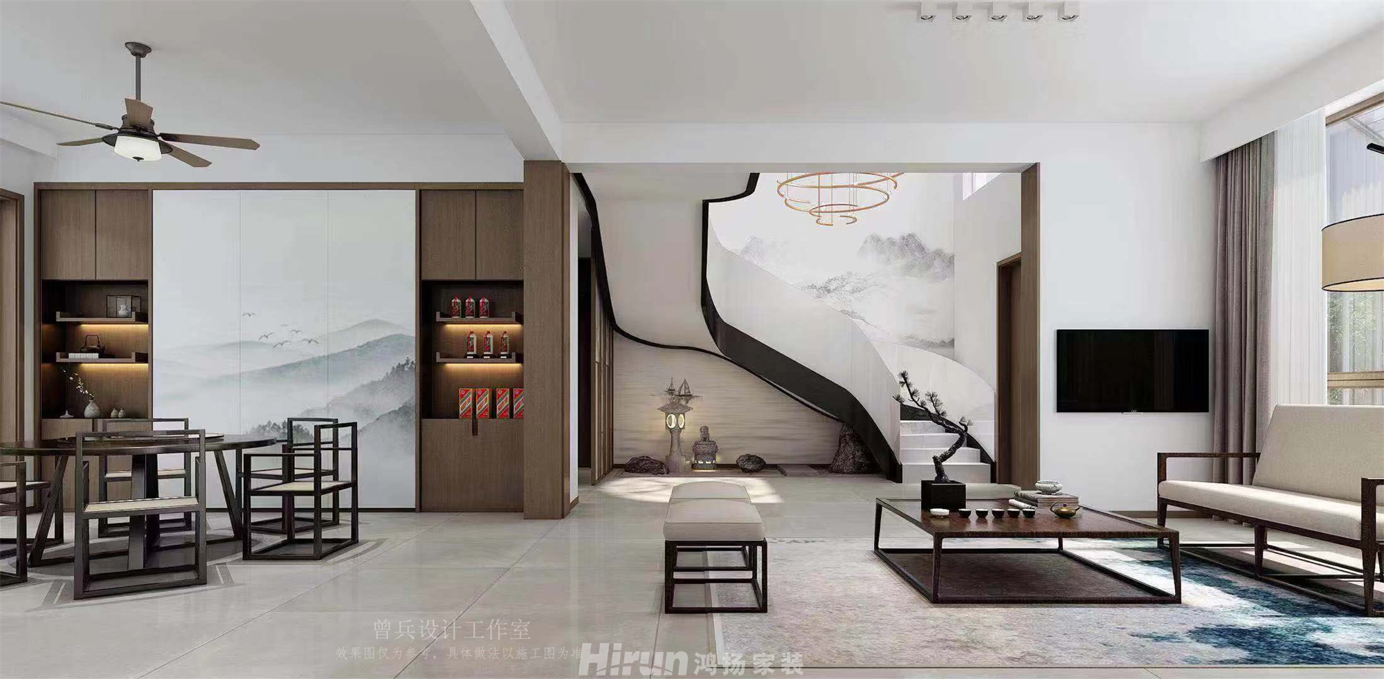 同升湖300㎡寫意木構別墅 裝修案例效果圖-1