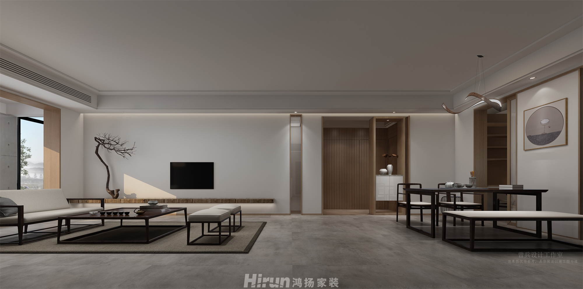 五礦萬境水岸180㎡意境東方復式 裝修案例效果圖-3