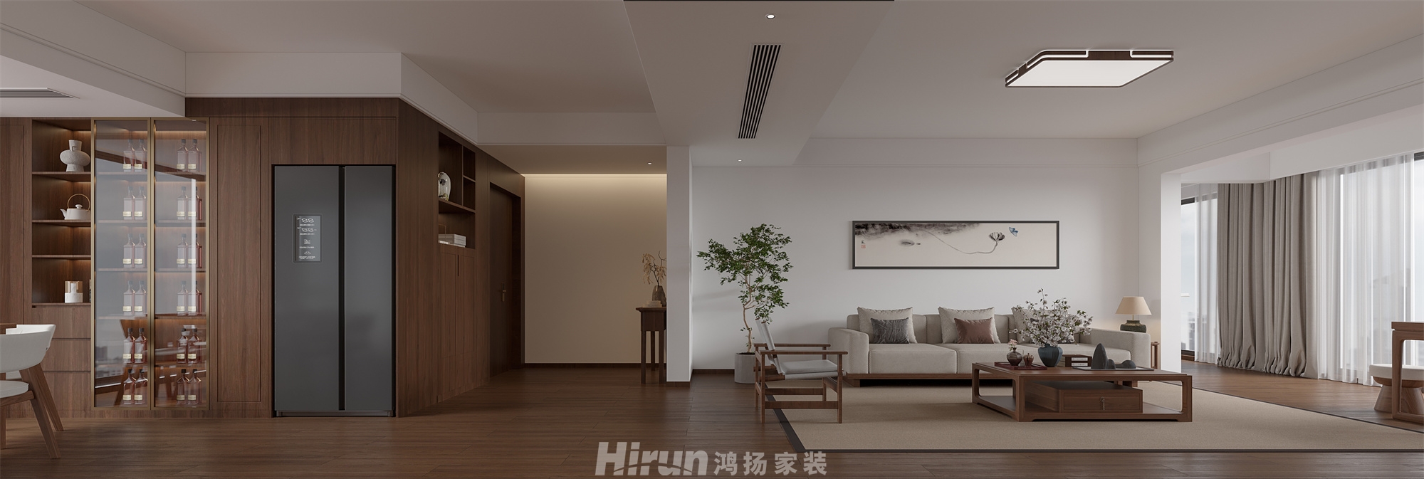 岳麓青城190㎡寫(xiě)意木構(gòu)四居室 裝修案例效果圖-1