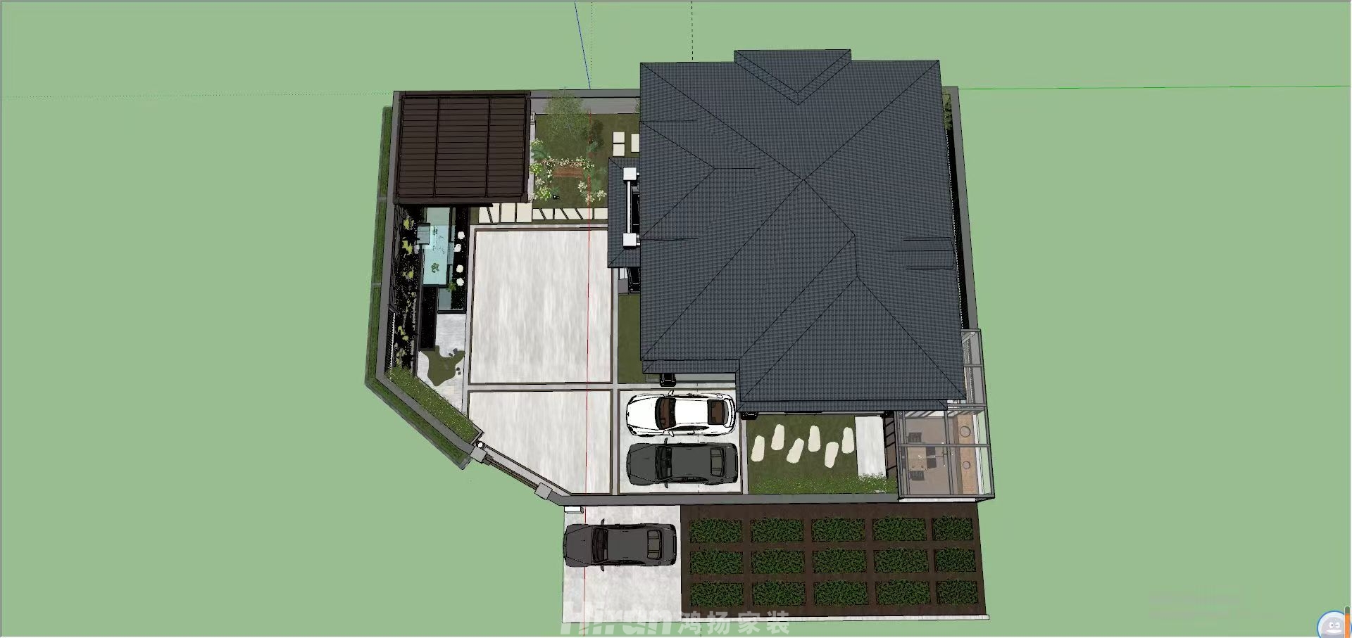 瀏陽自建別墅800㎡寫意木構別墅 裝修案例效果圖-1