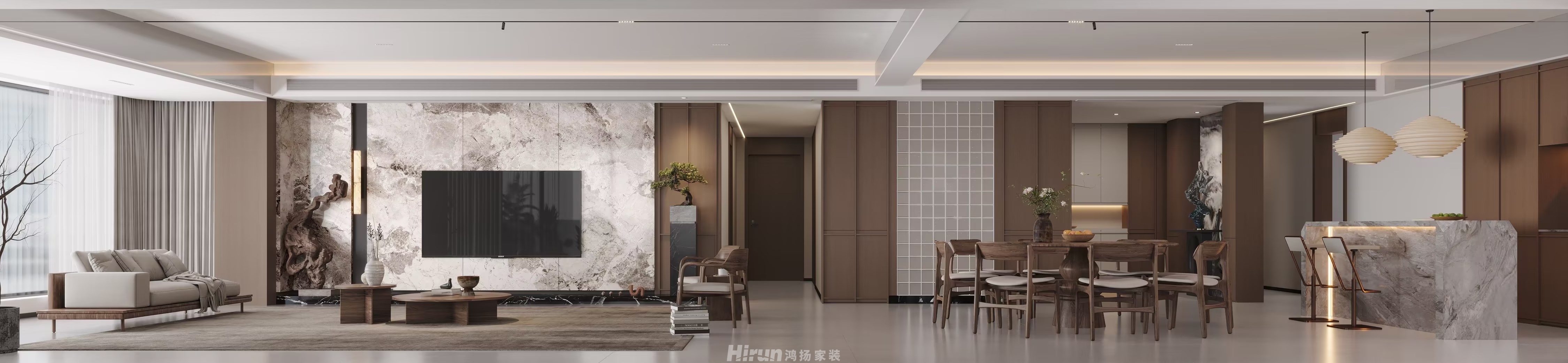 匯景甲叁號院350㎡復古風潮大平層 裝修案例效果圖-16