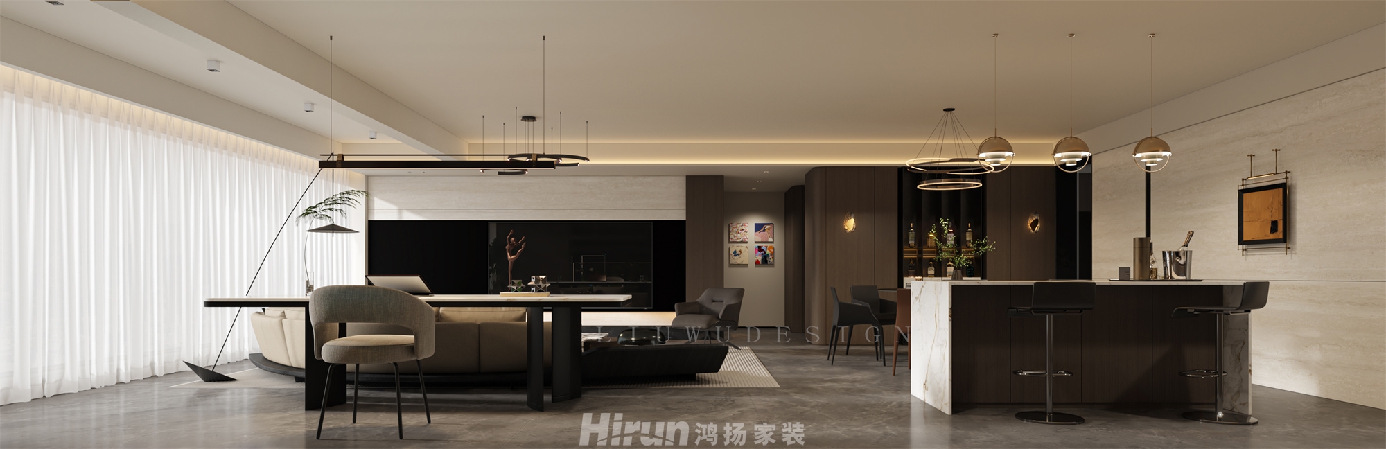 長(zhǎng)沙潤(rùn)府233㎡新裝飾主義大平層 裝修案例效果圖-1