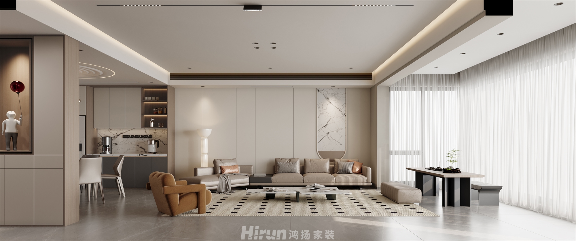 麓湖郡320㎡雅致現(xiàn)代疊墅 裝修案例效果圖-1