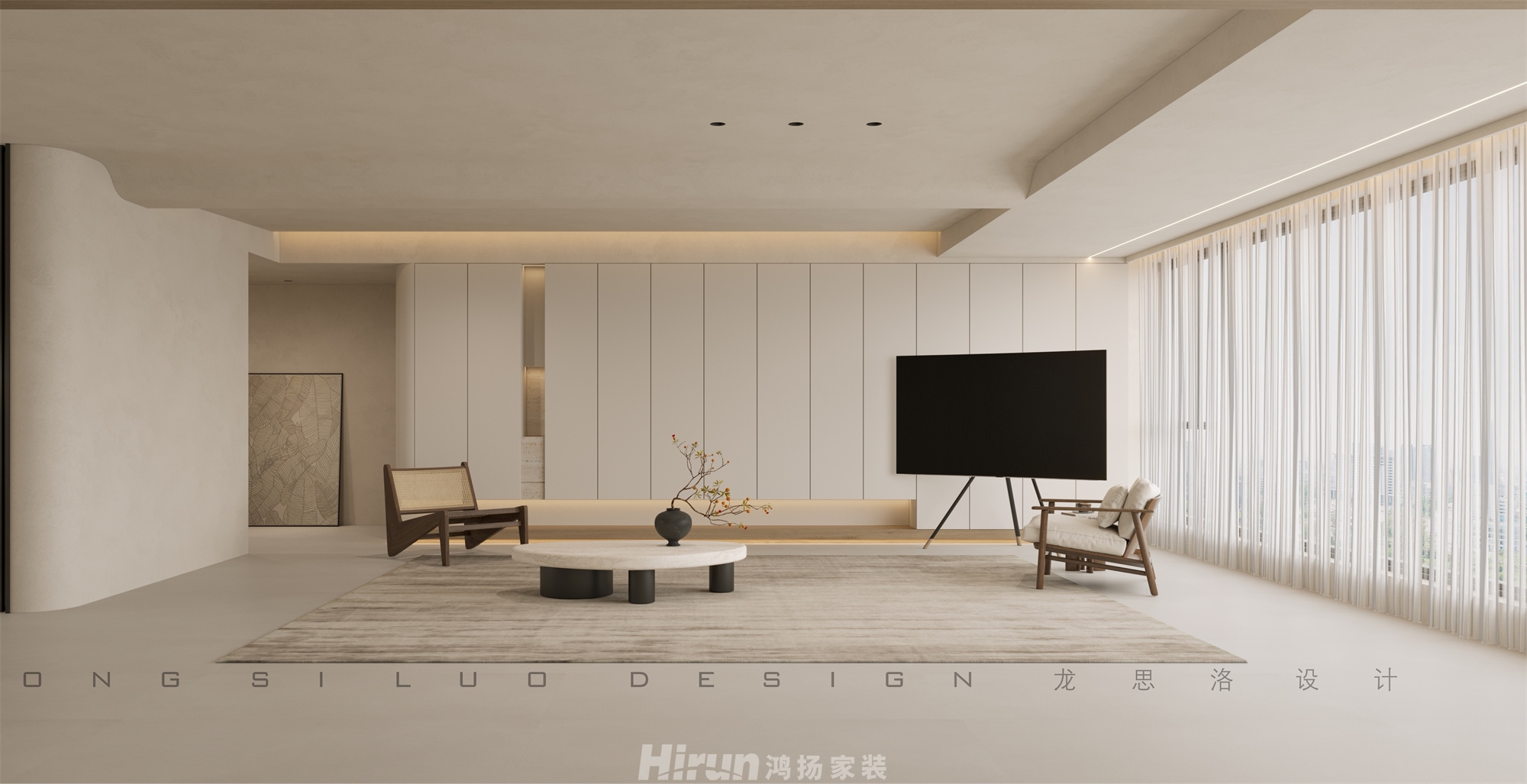 長沙潤府188㎡極簡詫寂四居室 裝修案例效果圖-6