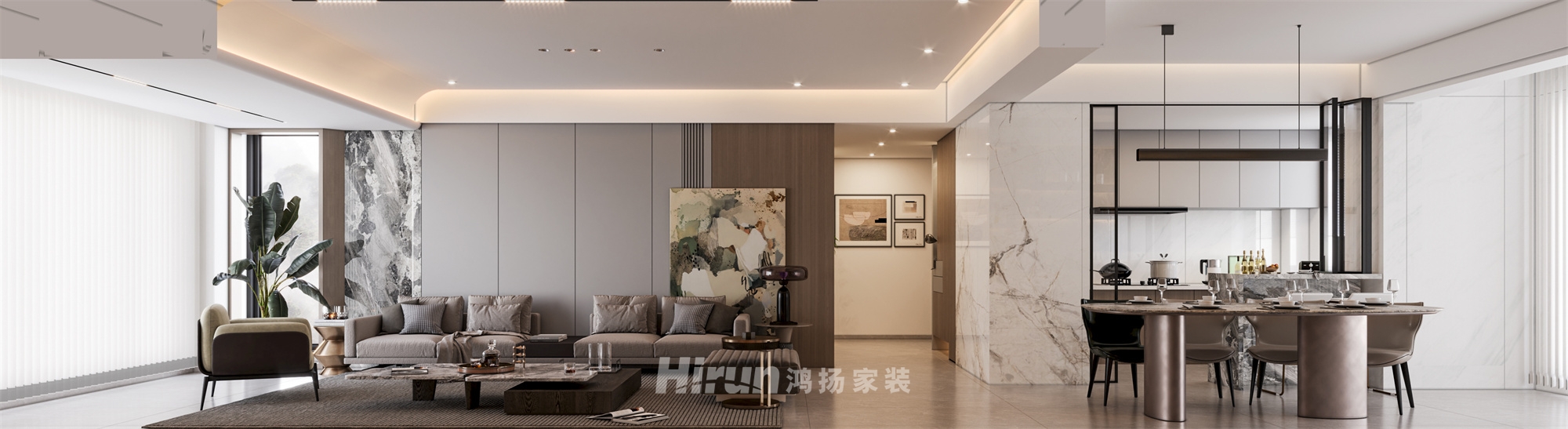 兆基璟宸府177㎡雅致現(xiàn)代四居室 裝修案例效果圖-3
