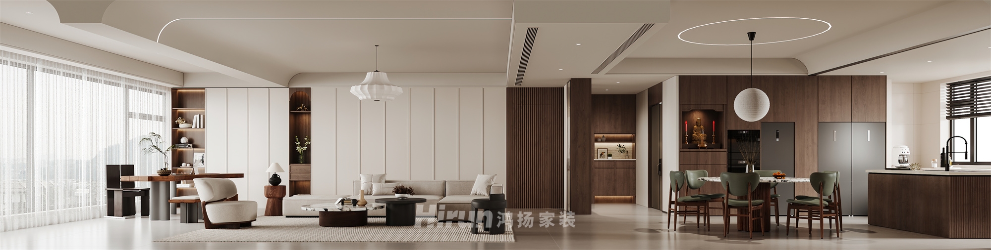 建發央著270㎡復古風潮五居室 裝修案例效果圖-1