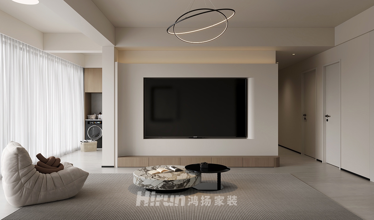 億都隨園127㎡新裝飾主義四居室 裝修案例效果圖-1