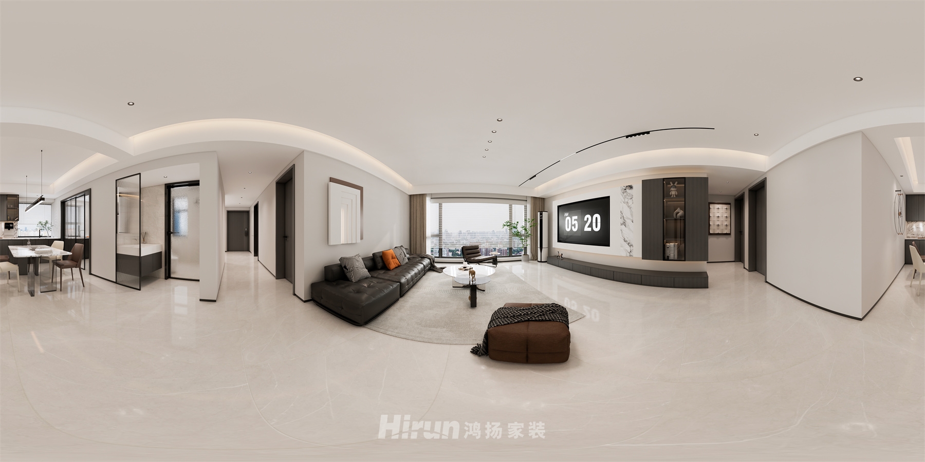 華晨國際132㎡雅致現代三居室 裝修案例效果圖-1