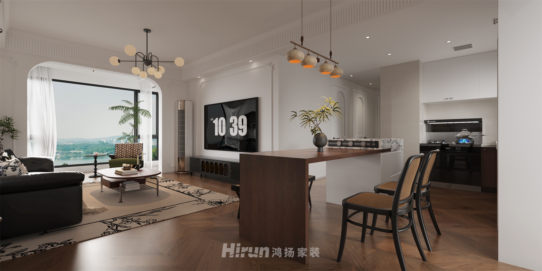 建發央著115㎡復古風潮三居室 裝修案例效果圖-1