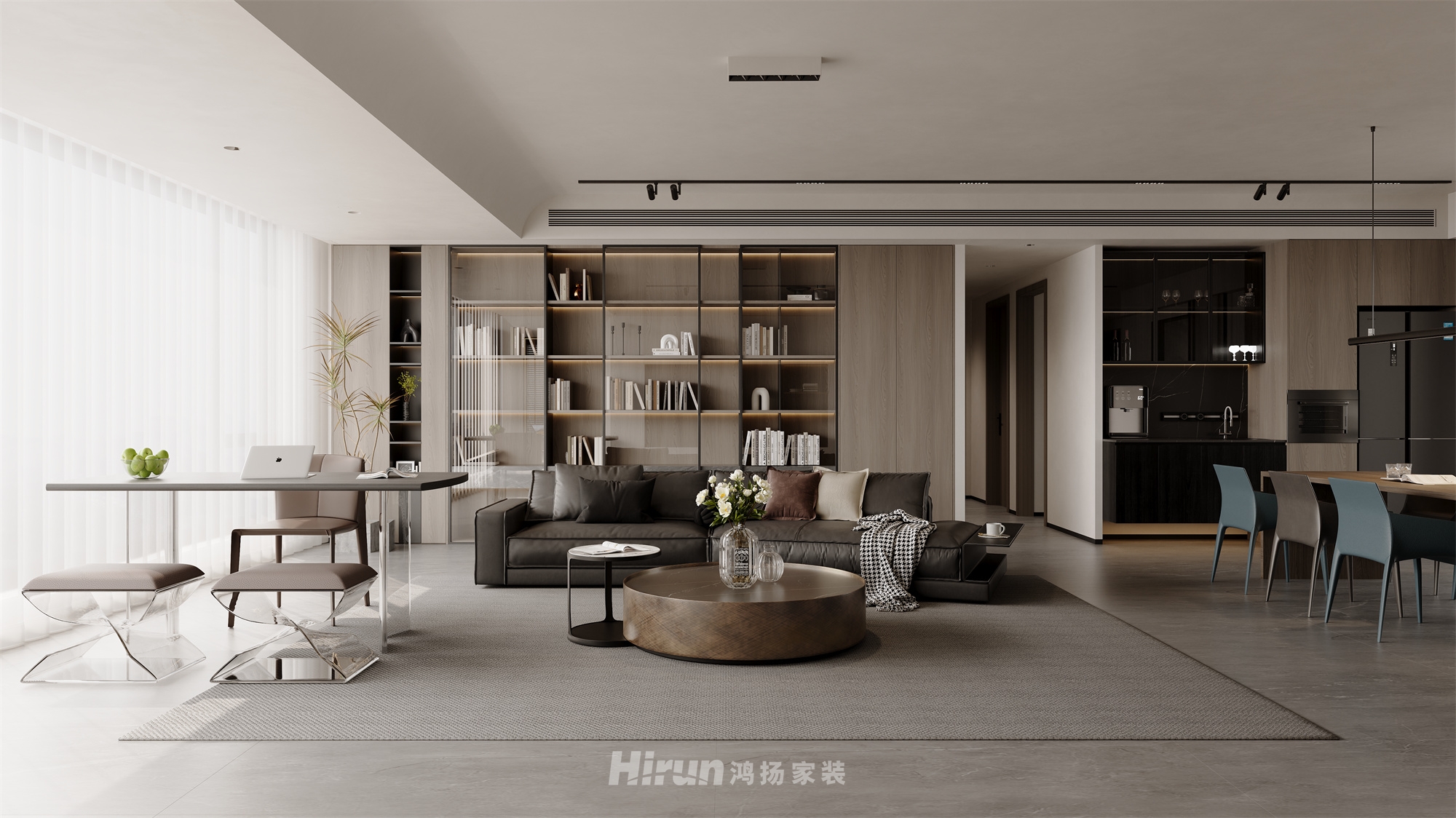 粵吉匯璽140㎡雅致現(xiàn)代四居室 裝修案例效果圖-3