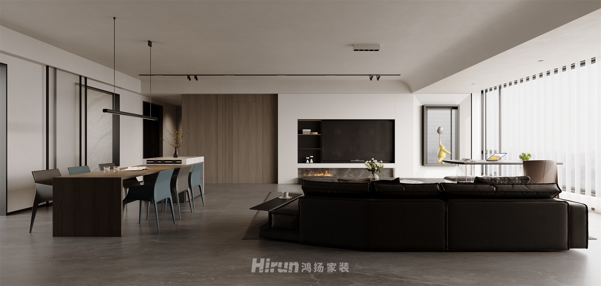 粵吉匯璽140㎡雅致現(xiàn)代四居室 裝修案例效果圖-2