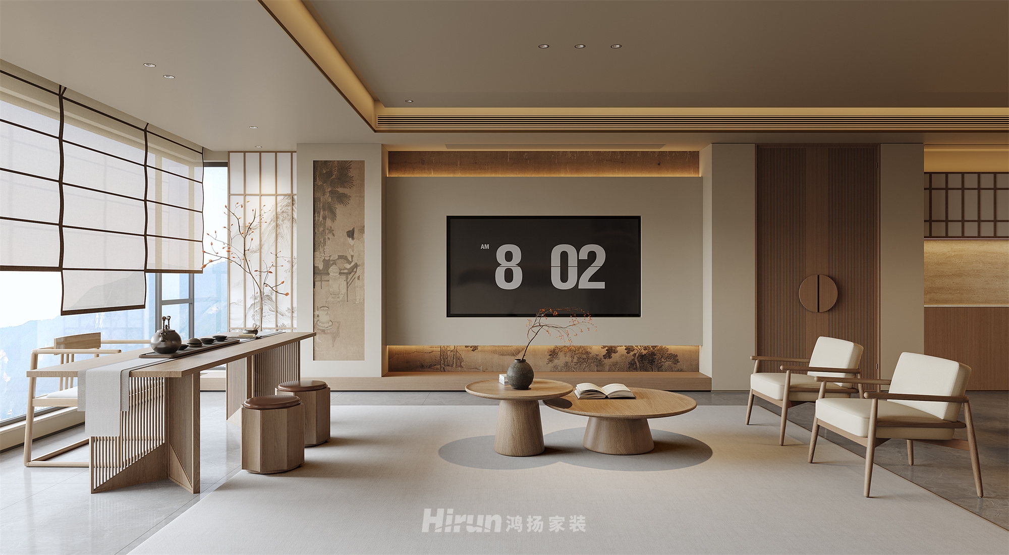 桂語云峰240㎡意境東方大平層 裝修案例效果圖-1