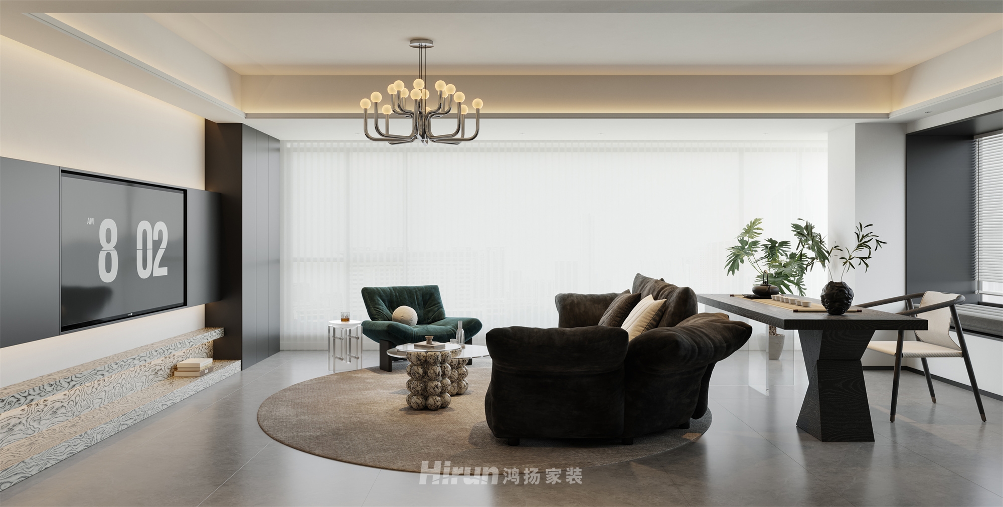森林公園170㎡雅致現(xiàn)代四居室 裝修案例效果圖-1