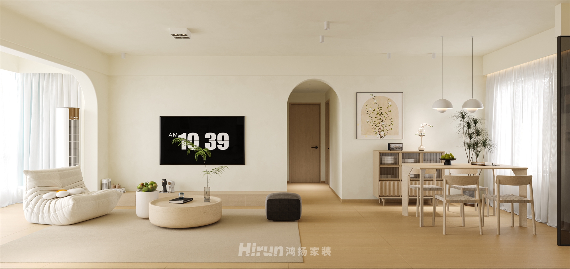 恒大中央廣場116㎡北歐之光三居室 裝修案例效果圖-1