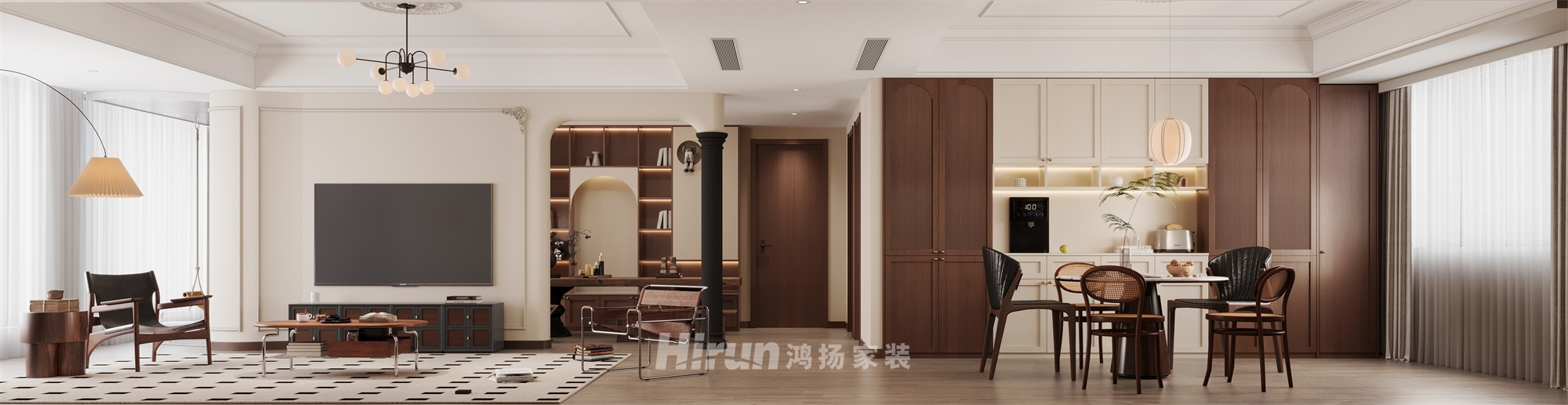 善建人家180㎡復古風潮四居室 裝修案例效果圖-1